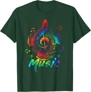Tie Dye Music Treble Clef Musical Instrument Note Gifts T-Shirt - T-Shirt | Forest