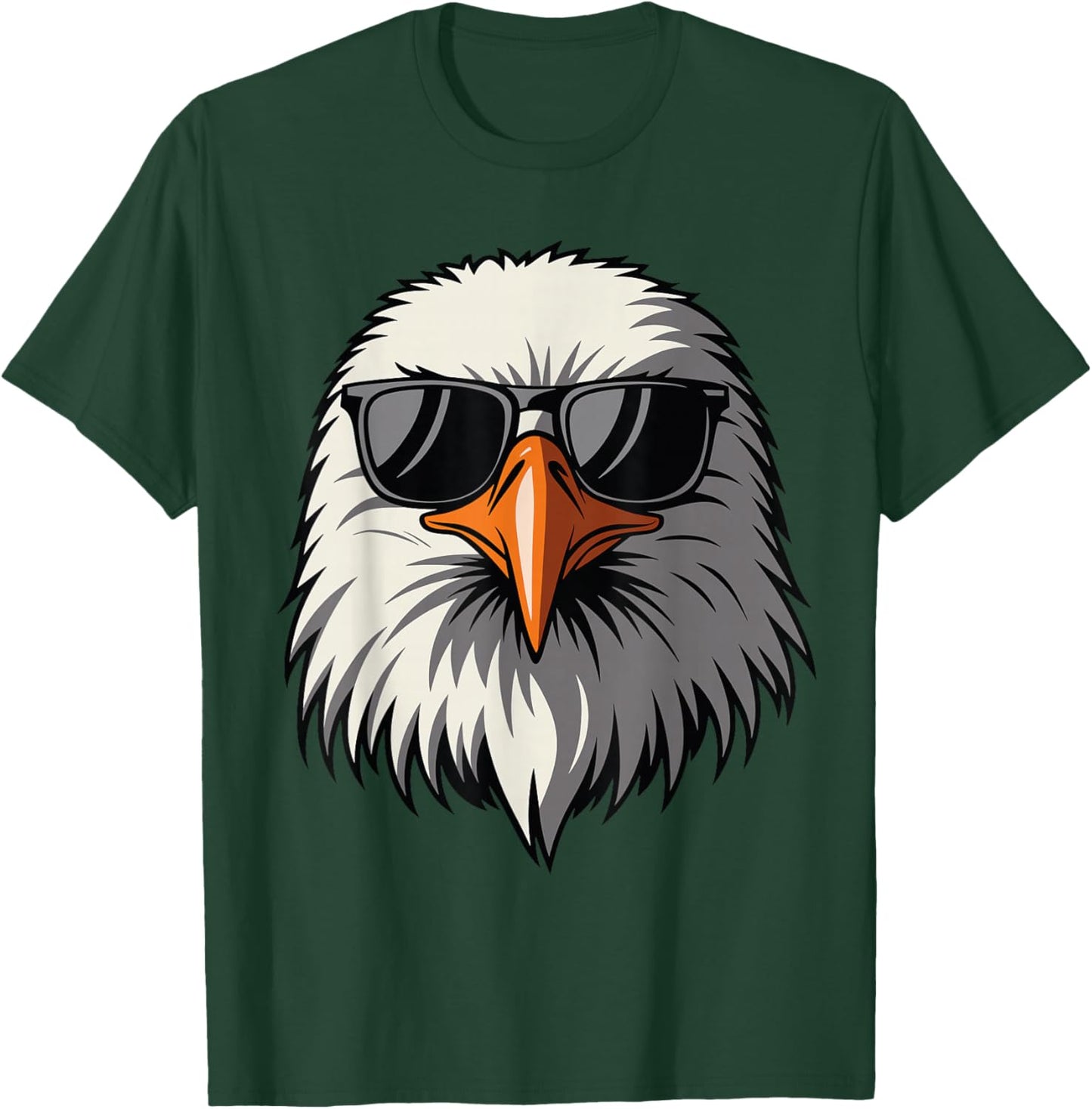 Bald Eagle in Sunglasses Men Women Funny Eagle Graphic Art T-Shirt - T-Shirt | Forest
