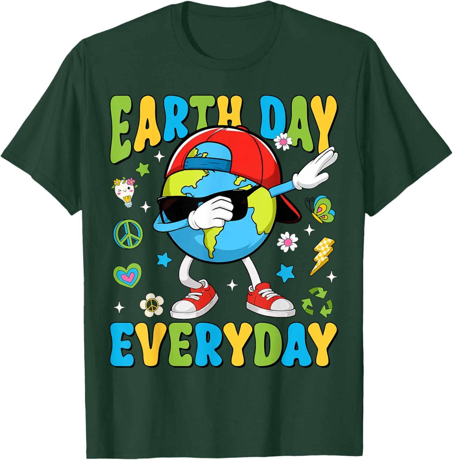 Earth Day Everyday Funny Dabbing Planet Toddler Kids Boys T-Shirt - T-Shirt | Forest