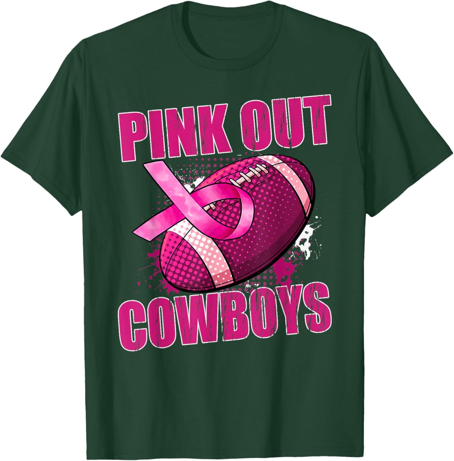 Cowboys Pink Out Football Tackle Breast Cancer T-Shirt - T-Shirt | Forest