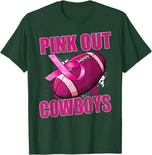 Cowboys Pink Out Football Tackle Breast Cancer T-Shirt - T-Shirt | Forest
