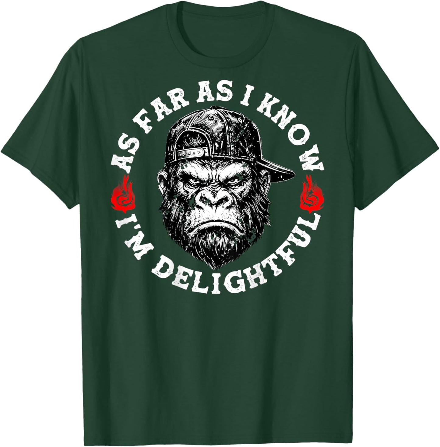 As Far As I Know I'm Delightful Funny Monkey Biker (On Back) T-Shirt - T-Shirt | Forest