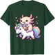 Cute Anime Kawaii Axolotl Riding A Unicorn And Drinking Boba T-Shirt - T-Shirt | Forest