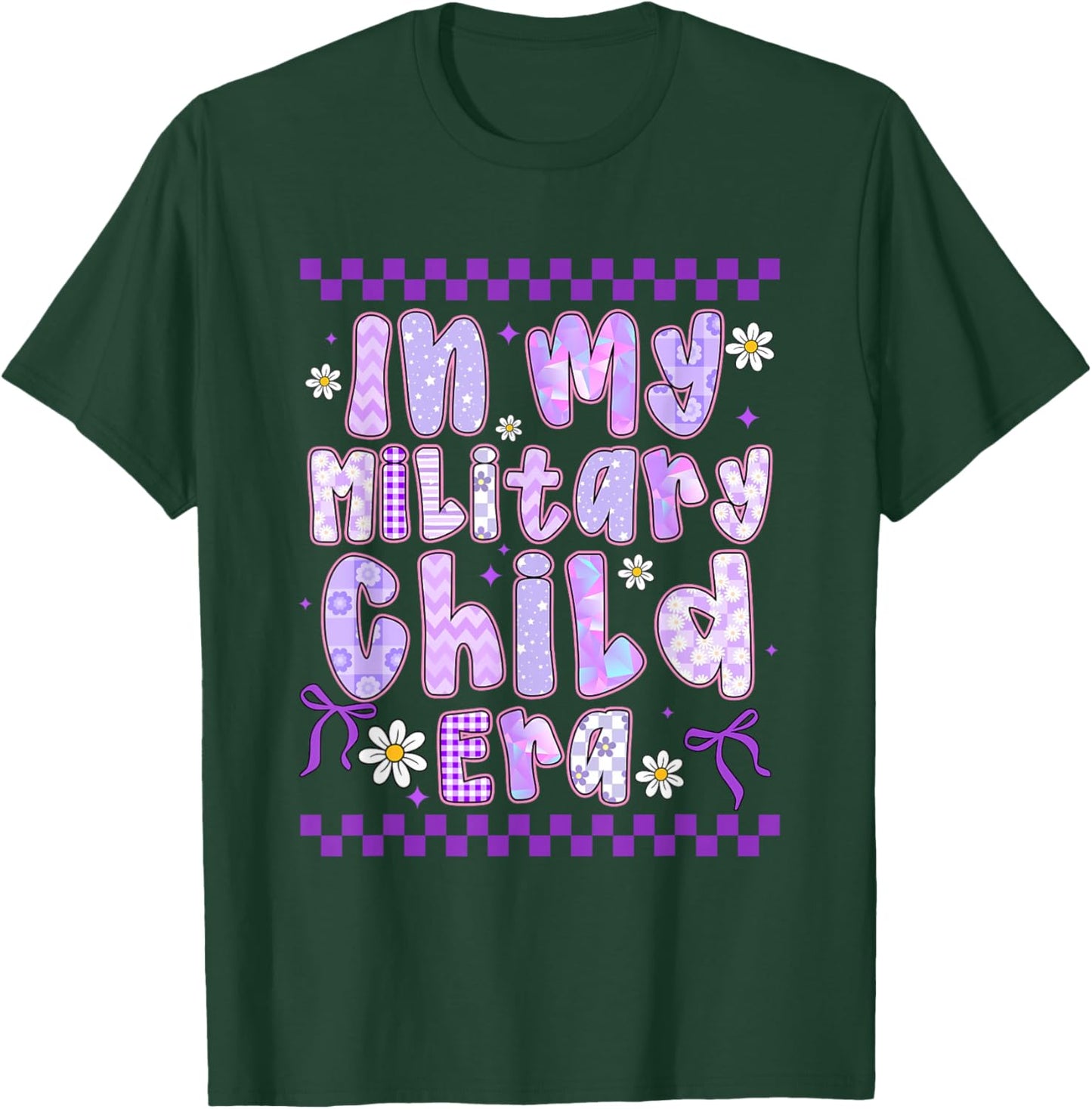 in My Military Child Era Coquette Bow Purple Up for Military T-Shirt - T-Shirt | Forest