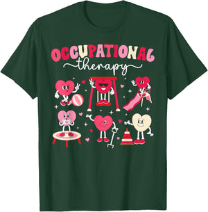 Valentines Day Women's -Adults Occupational Therapy Valentine Black Small Modern Lightweight Unique Graphic Cartoon Round Neck Short Sleeve T-Shirt - T-Shirt | Forest