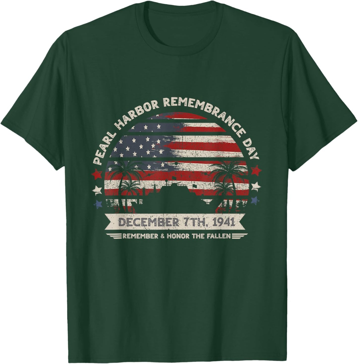 Vintage Hawaii USA Flag , Pearl Harbor Memorial Day Gift T-Shirt - T-Shirt | Forest
