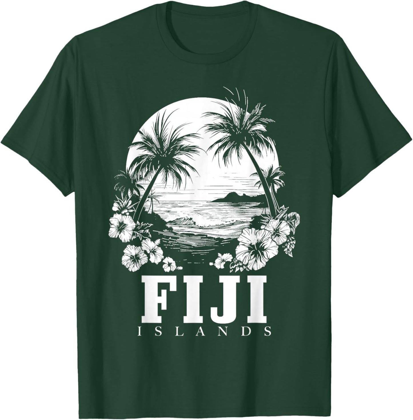 Fiji Islands Hibiscus Flowers Beach Surfer Souvenir T-Shirt - T-Shirt | Forest