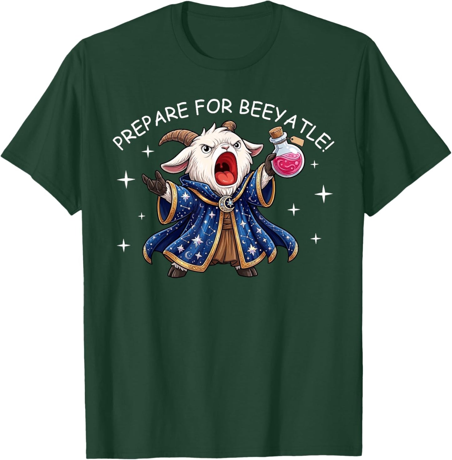 Prepotente Funny Goat Wizard Meme Prepare for Battle Humor T-Shirt - T-Shirt | Forest