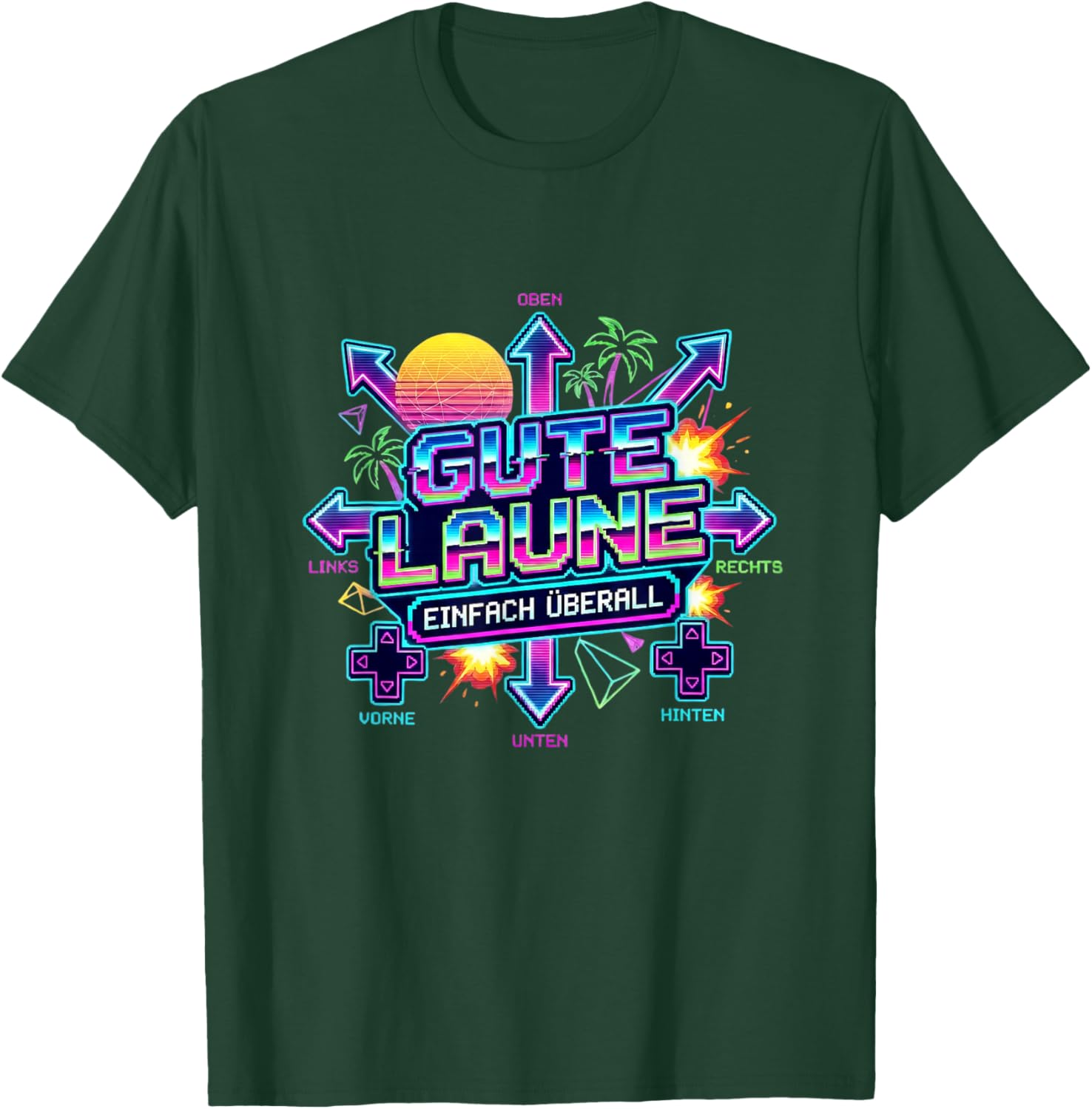 Good Mood Top Bottom, Gamer Edition in Retro Pixel Art T-Shirt - T-Shirt | Forest