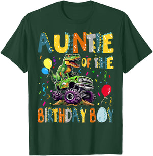 Auntie Of The Birthday Boy T-Rex Dinosaur Birthday Party T-Shirt - T-Shirt | Forest
