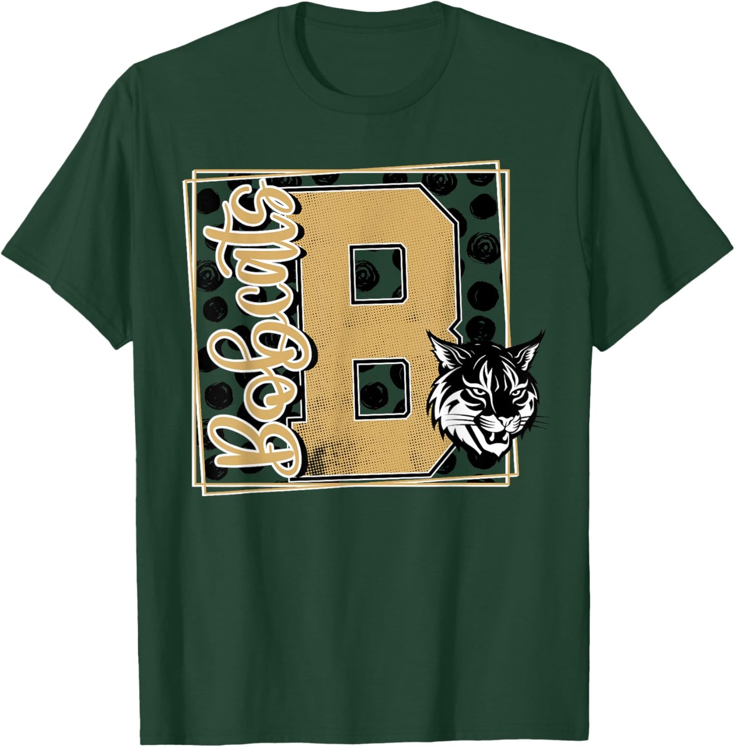 Bobcat Pride School Spirit Mascot Gold Bobcats Game Day T-Shirt - T-Shirt | Forest