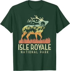 Isle Royale - US National Park Vintage Men Women Kids Retro T-Shirt - T-Shirt | Forest