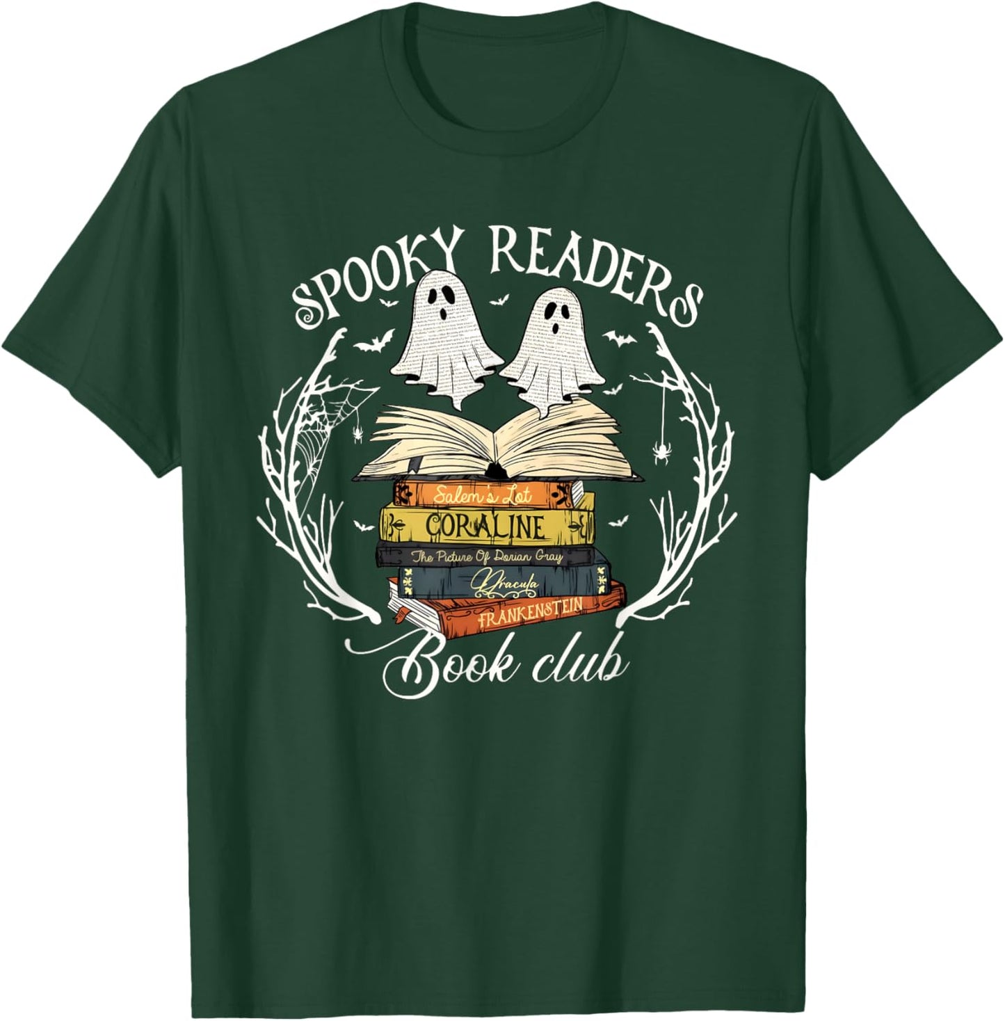 Spooky Readers Book Club Teacher Funny Ghost Happy Halloween T-Shirt - T-Shirt | Forest