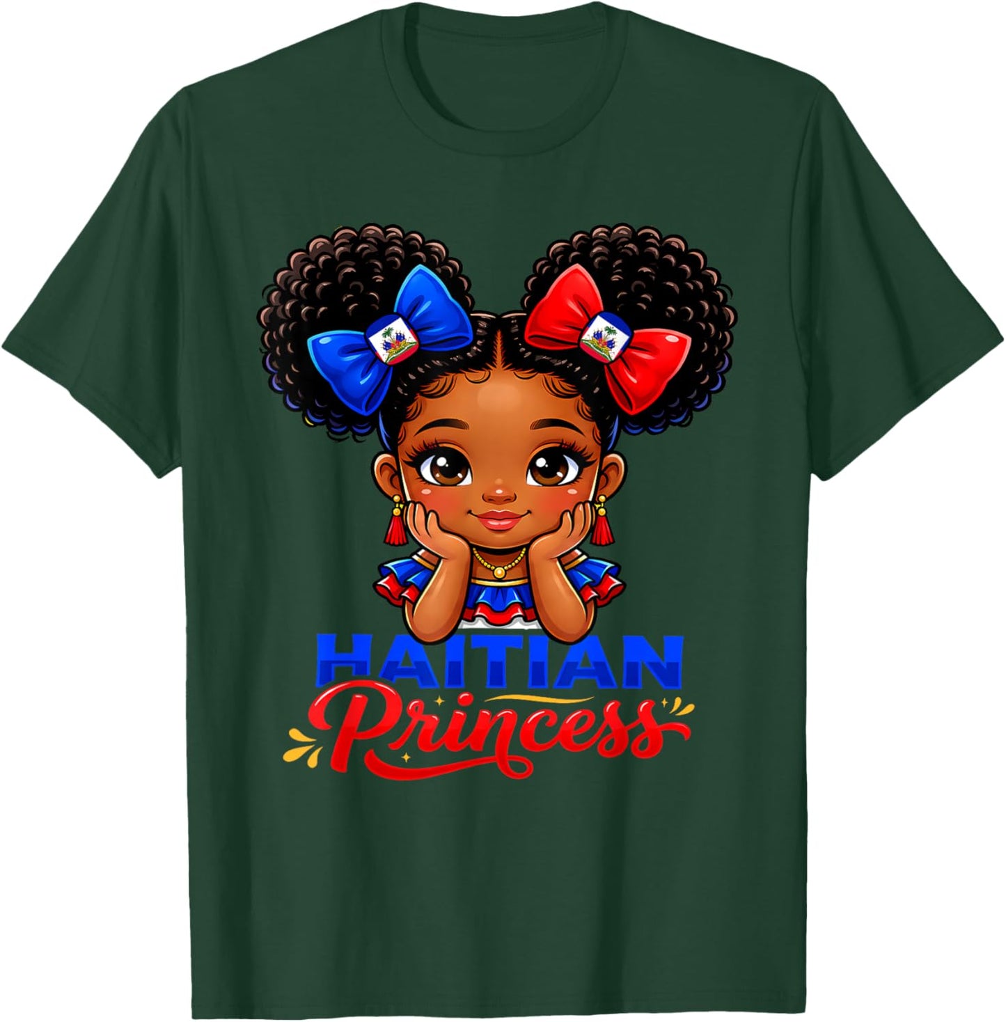 Haitian Princess Haiti Flag Pride Melanin Girls Kids Toddler T-Shirt - T-Shirt | Forest