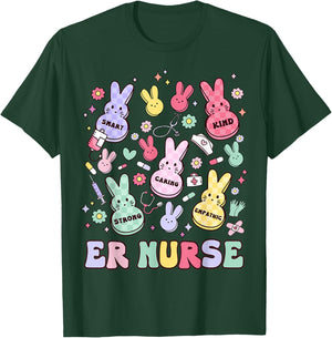Easter ER Emergency Department Nurse Practitioner Bunny T-Shirt - T-Shirt | Forest