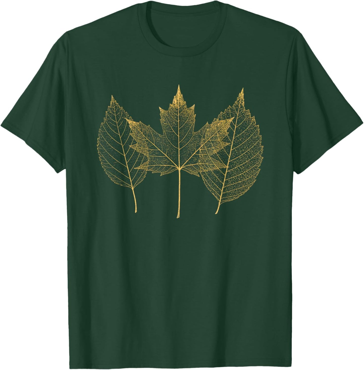 Golden Fall Leaves | Autumn Leaf Thanksgiving Design T-Shirt - T-Shirt | Forest