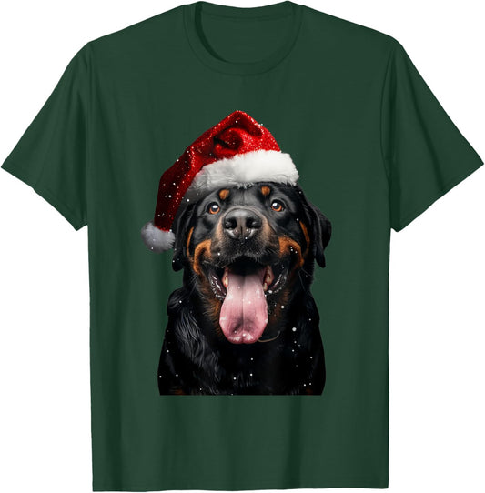 Christmas Dog Outfit Rottweiler Christmas Adult Black Small Graphic T-Shirt - T-Shirt | Forest