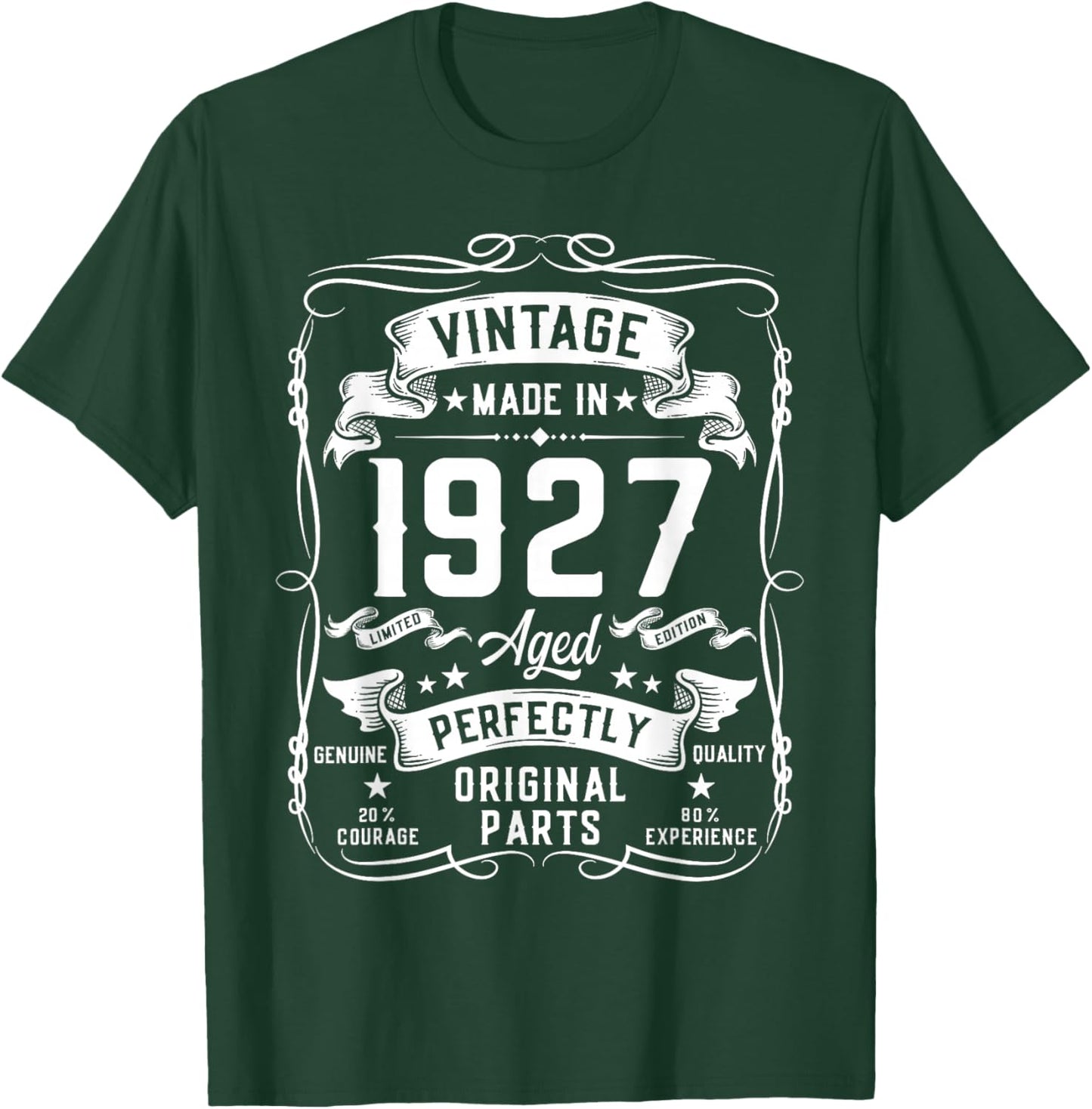 Vintage 1927 99yr 99th Birthday Gifts 99 Years Old T-Shirt - T-Shirt | Forest
