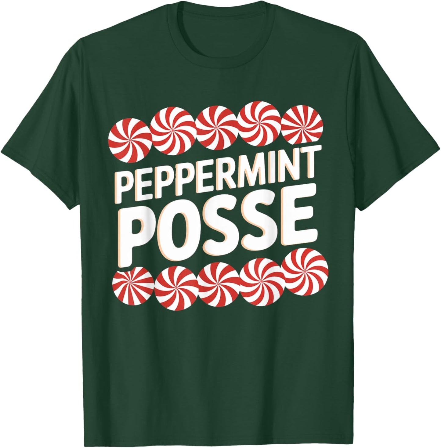 Peppermint Posse Festive Christmas Candy Theme Family Match T-Shirt - T-Shirt | Forest