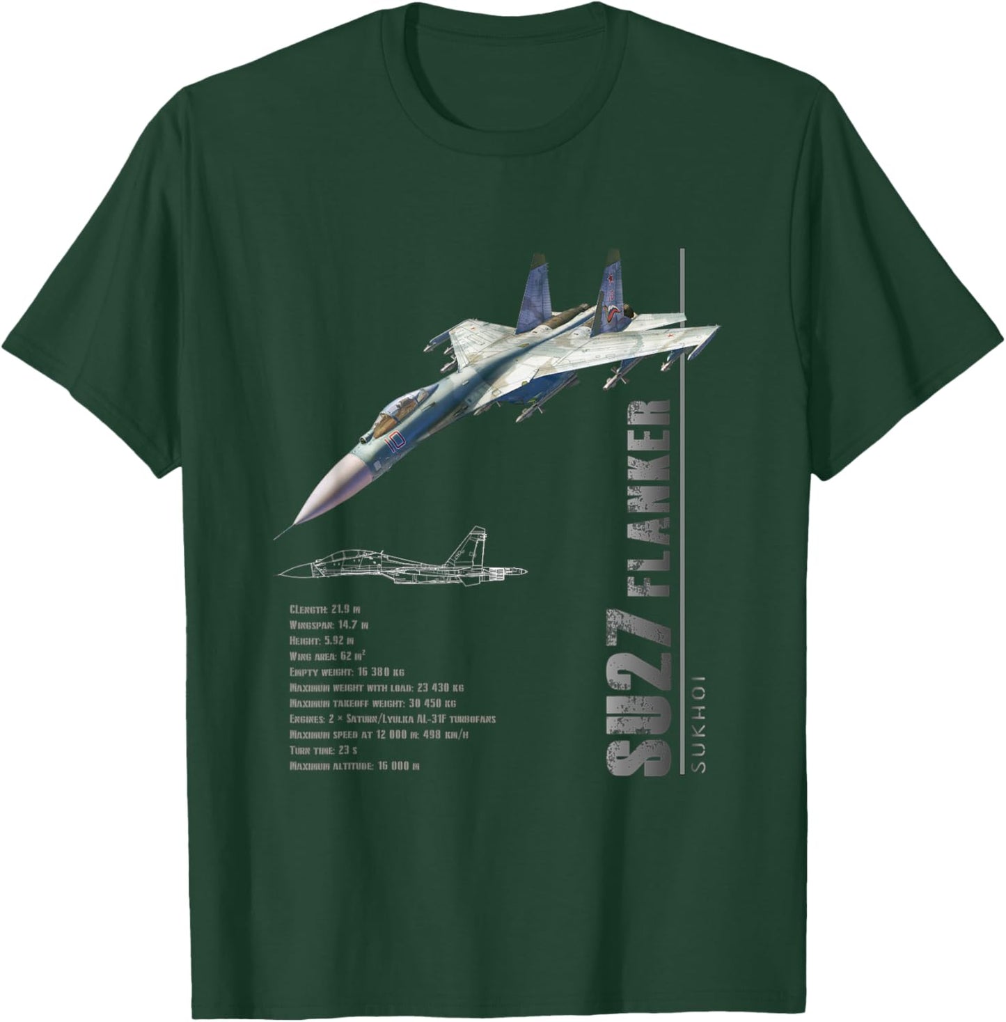 SU-27 Flanker Jet Fighters-Spec T-Shirt - T-Shirt | Forest