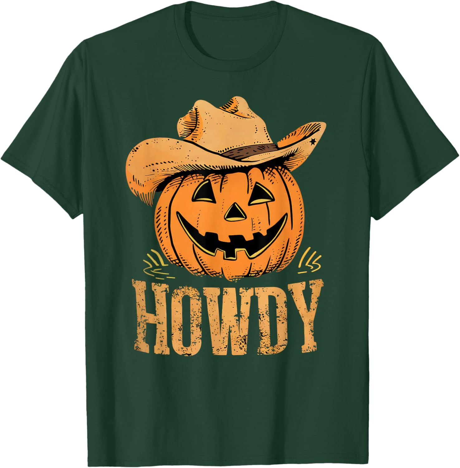 Western Rodeo Festive Cowboy Pumpkin Howdy Halloween T-Shirt - T-Shirt | Forest