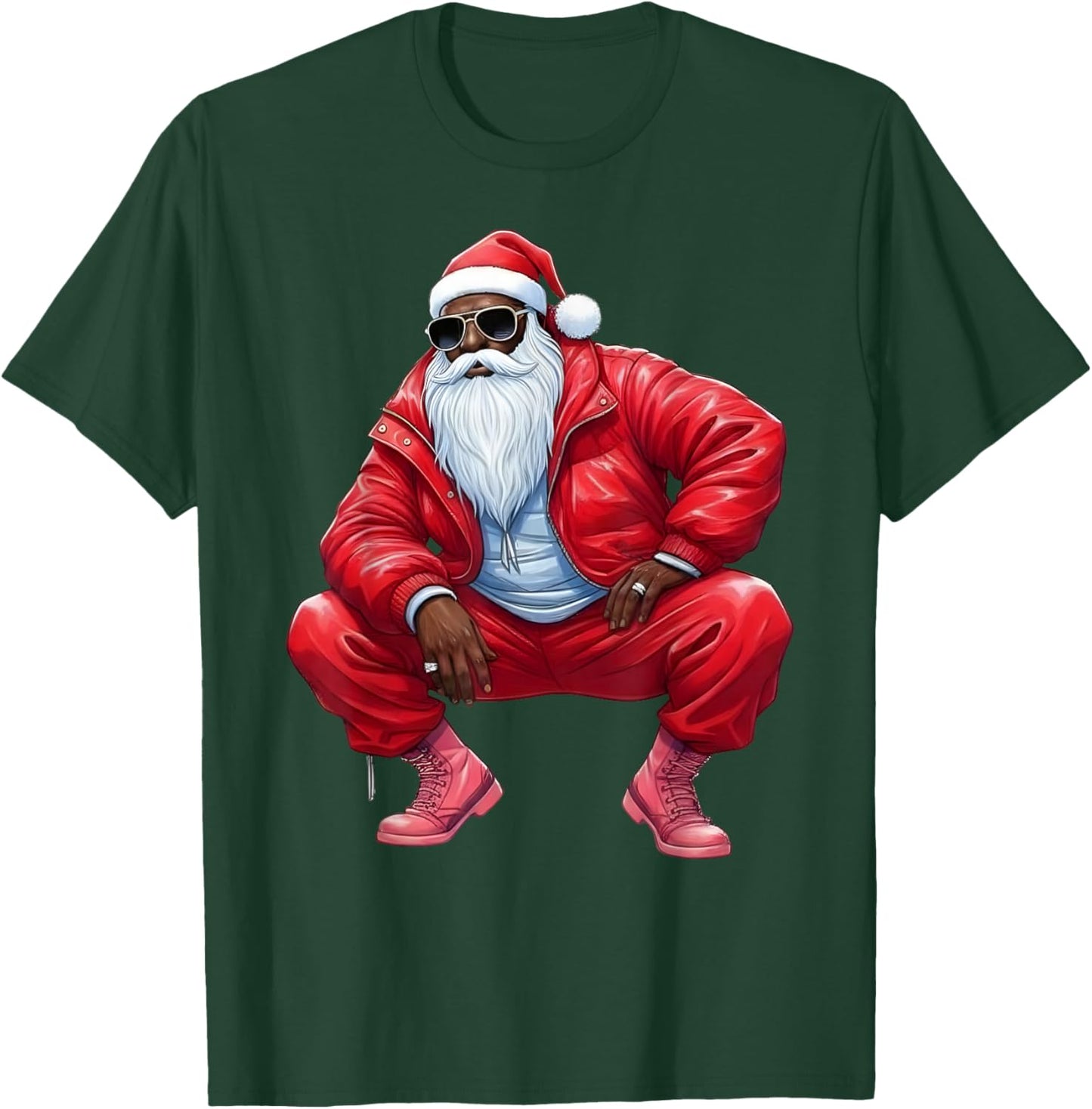 African American Christmas Xmas Afro Santa Claus T-Shirt - T-Shirt | Forest