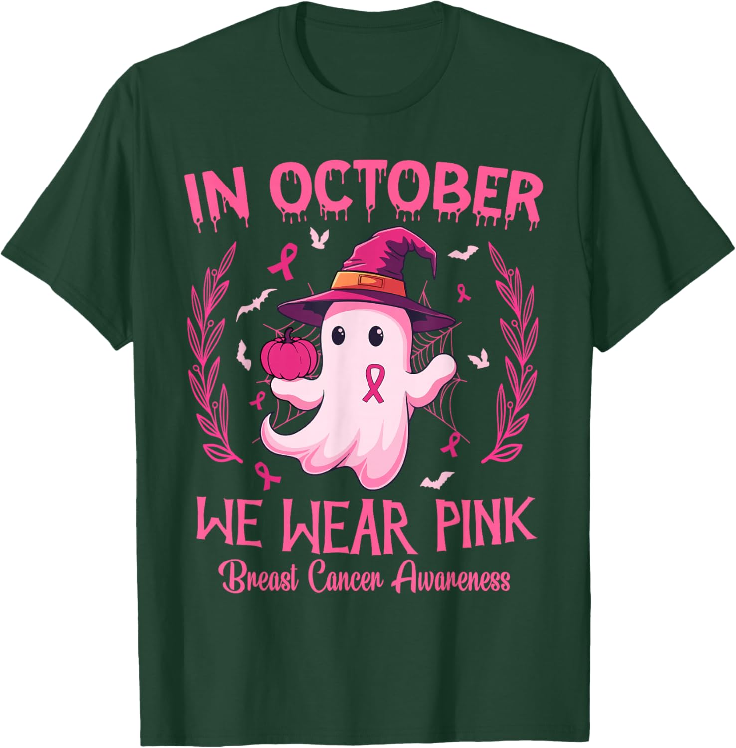 In October We Wear Pink Breast Cancer Awareness Women T-Shirt - T-Shirt | Forest