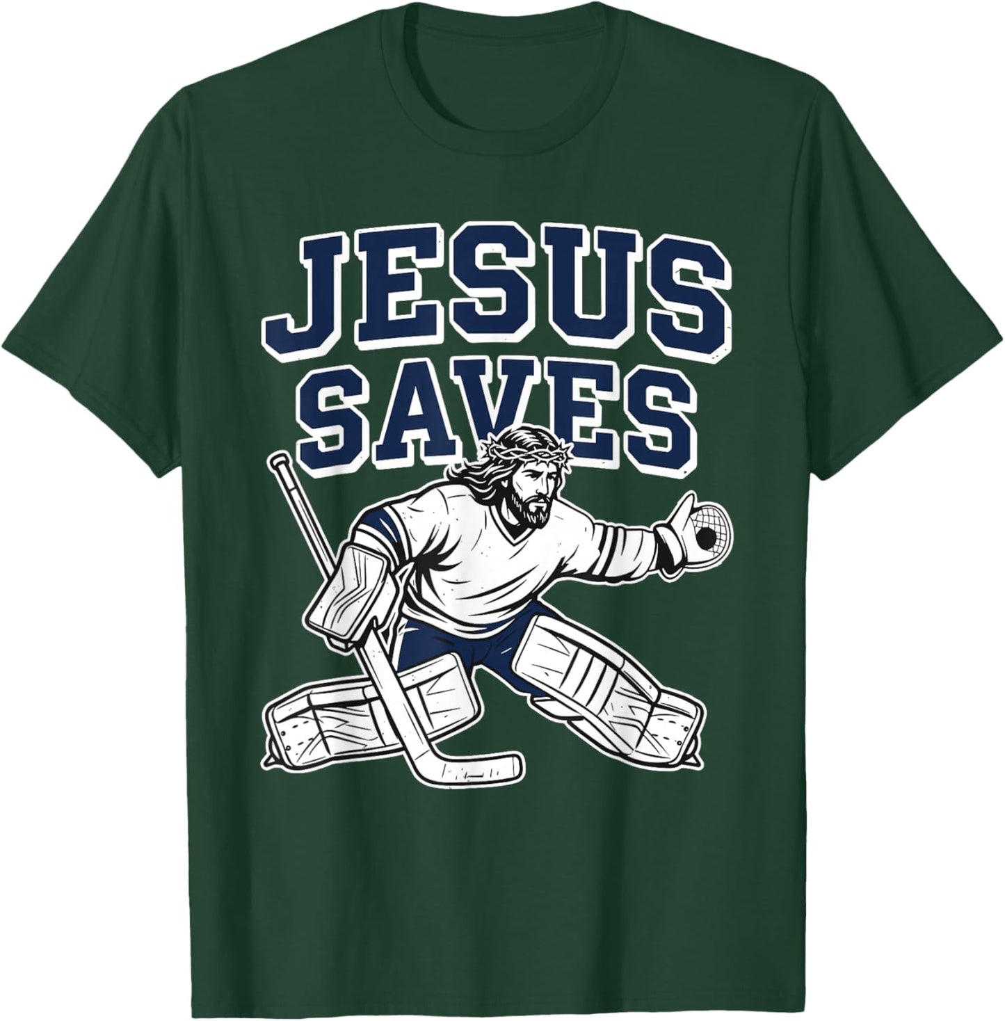Jesus Saves Christian Hockey Goalie T-Shirt - T-Shirt | Forest