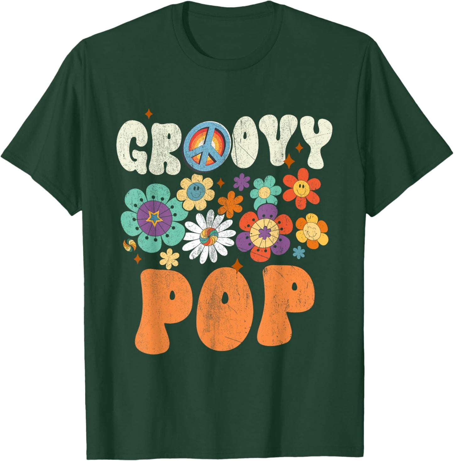 Retro Groovy Pop Gifts For Father's Day Hippie Flowers T-Shirt - T-Shirt | Forest