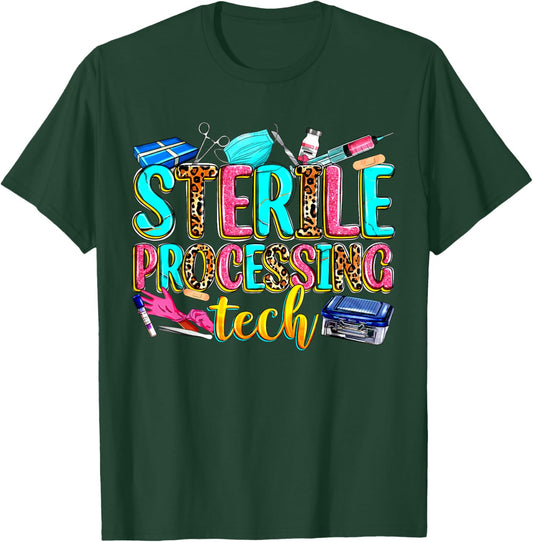 Leopard Sterile Processing Tech SPD Tech Week Nurse Life T-Shirt - T-Shirt | Forest