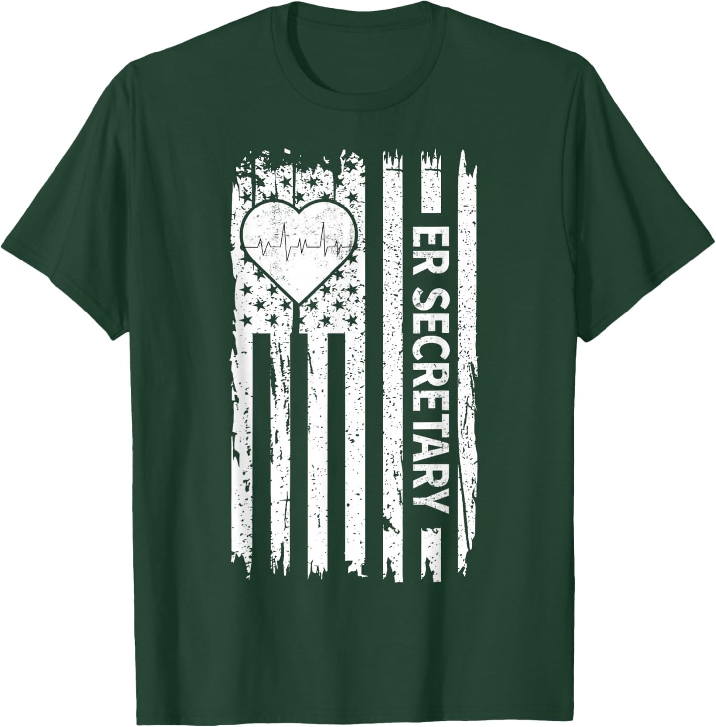 USA Flag Emergency Department ER Secretary T-Shirt - T-Shirt | Forest