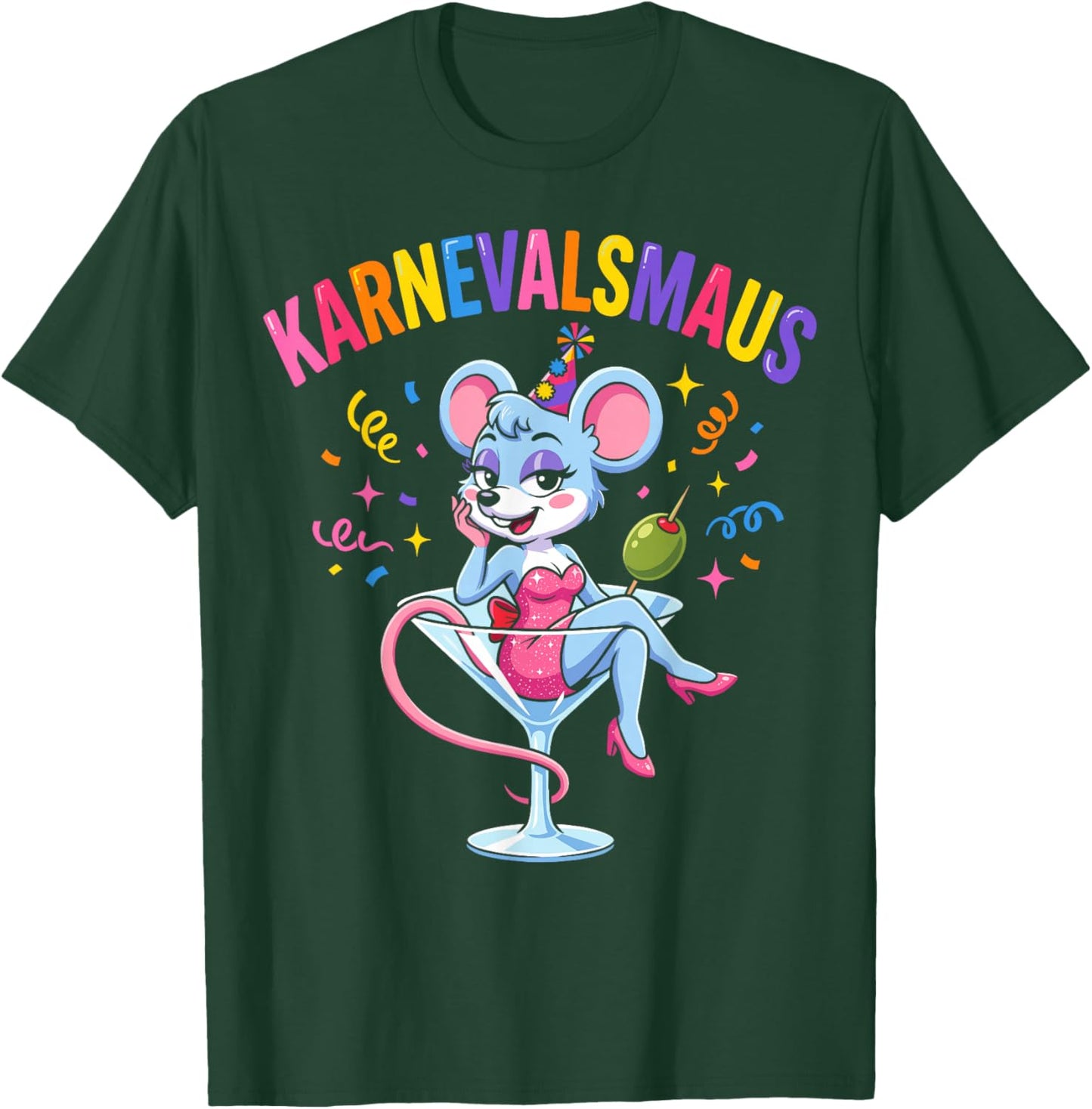 Carnival Mouse Women's Costume Replacement Cologne Alaaf Look T-Shirt - T-Shirt | Forest