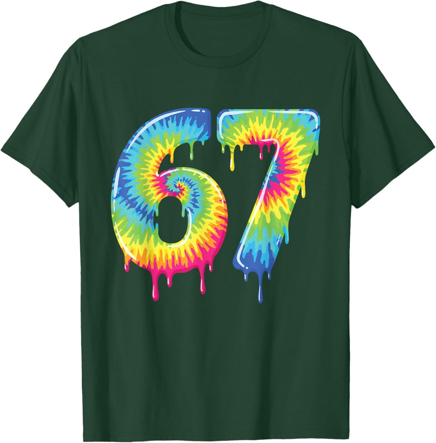 Number 67 Tie-dye Rainbow Slime Melting Effect 6 7 T-Shirt - T-Shirt | Forest