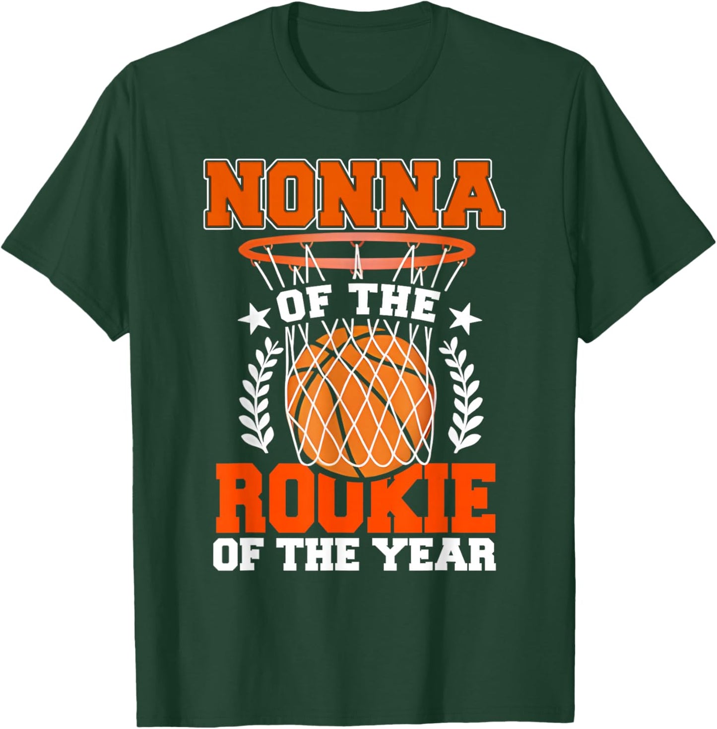 Nonna of Rookie 1st Basketball Bday Theme Matching T-Shirt - T-Shirt | Forest