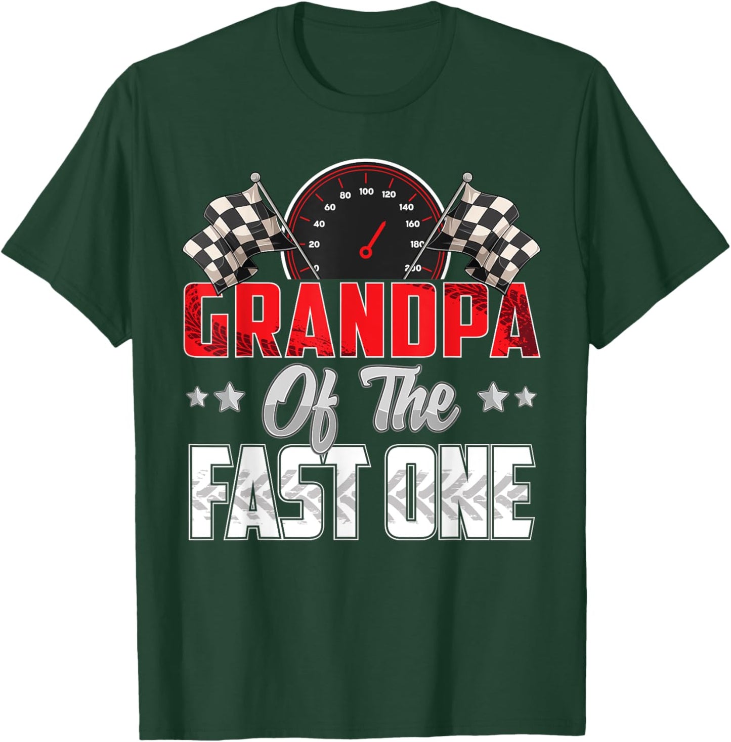 1 year old racing car fast one birthday 1st Family Grandpa T-Shirt - T-Shirt | Forest