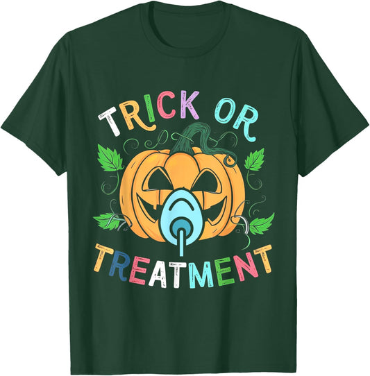 Trick Or Treatment OT Respiratory Therapist Halloween 2025 T-Shirt - T-Shirt | Forest