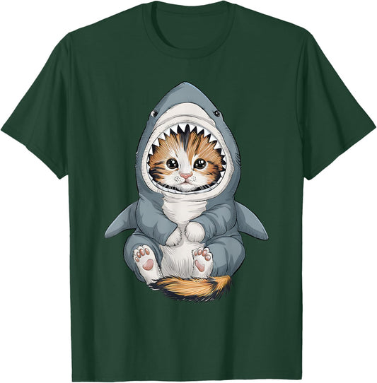 Cute Kitten in a Shark Costume Kitty My Cat is a Shark T-Shirt - T-Shirt | Forest