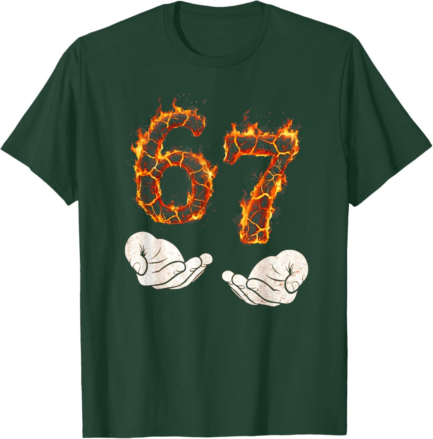 Funny Girls Boys 6 7 Flames Meme Six Seven 67 Hands T-Shirt - T-Shirt | Forest