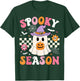 Spooky Season Ghost Holding Pumpkin Groovy Halloween Ghost T-Shirt - T-Shirt | Forest