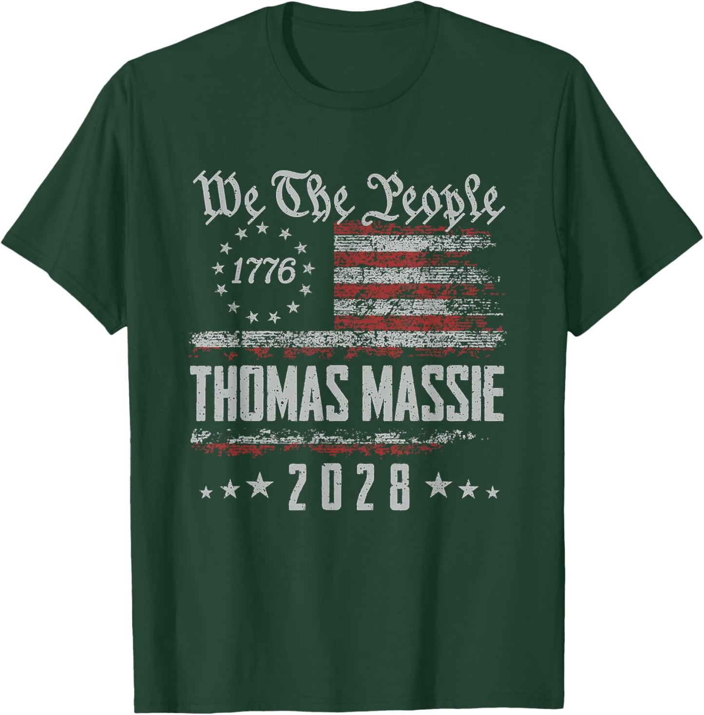Massie 2028 for President Thomas Massie 2028 US Flag Vintage T-Shirt - T-Shirt | Forest