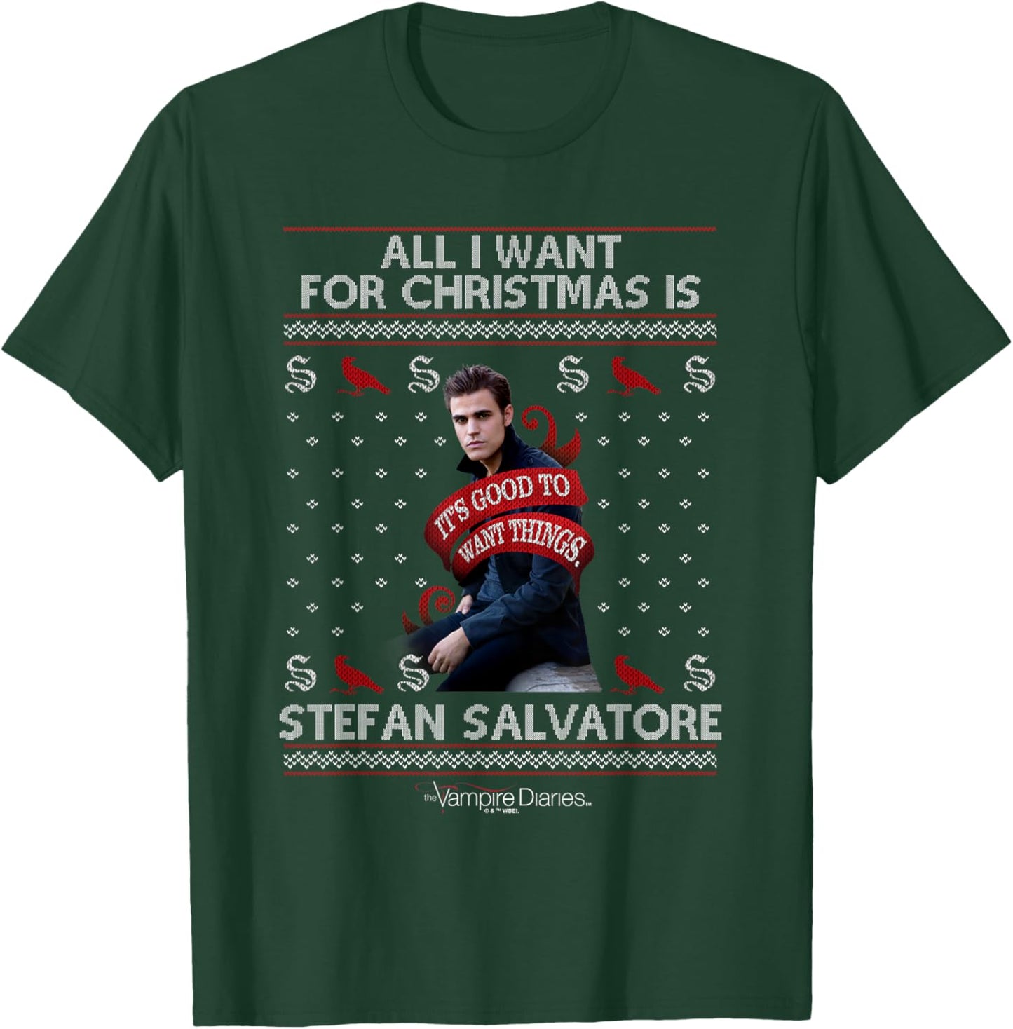 Vampire Diaries All I Want for Christmas is Stefan Salvatore T-Shirt - T-Shirt | Forest