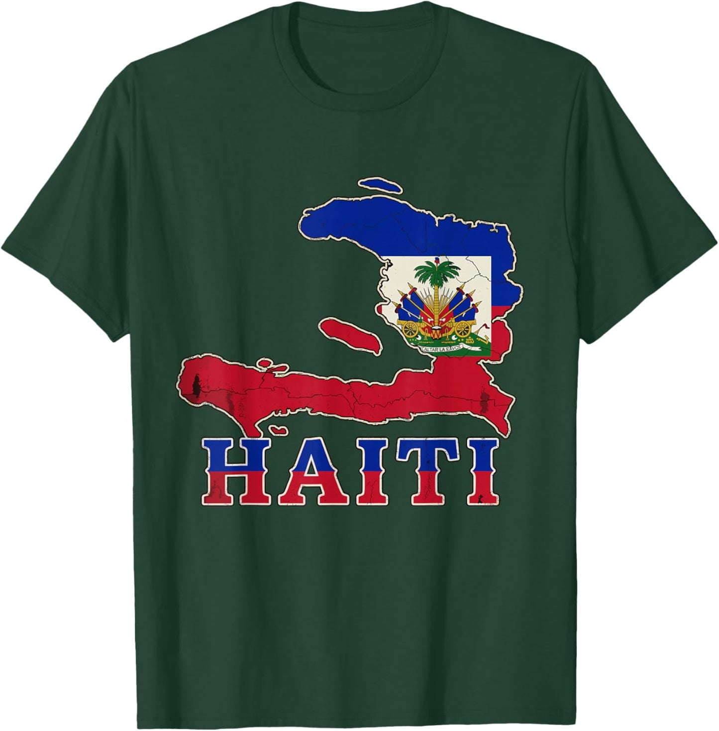 Vintage Haiti Flag Map Haitian Pride Happy Haitian Flag Day T-Shirt - T-Shirt | Forest