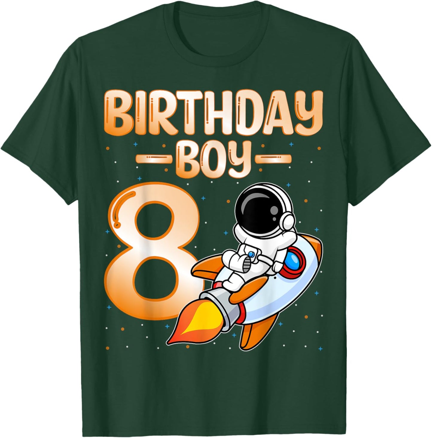 Birthday Boy 8 Years Old Kids Astronaut Space 8th Birthday T-Shirt - T-Shirt | Forest