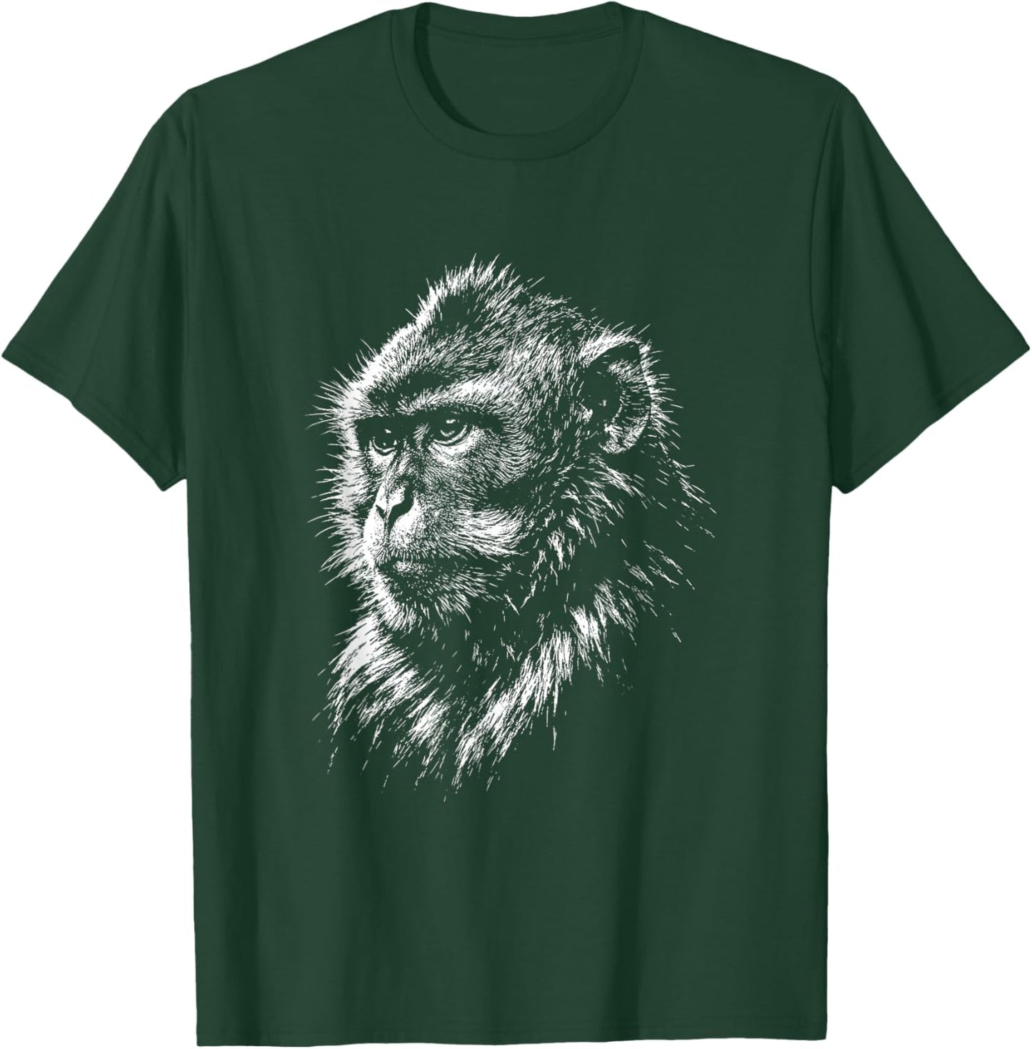 Monkey Portrait Black and White Animal Lover T-Shirt - T-Shirt | Forest