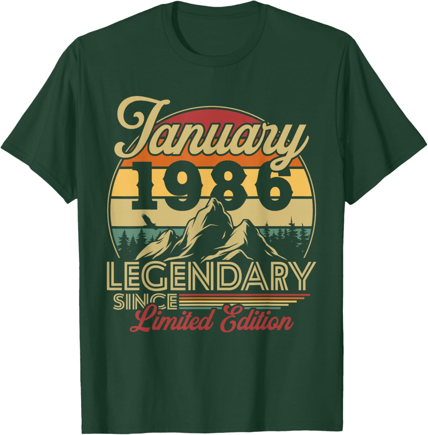 Vintage 40th Birthday Gift Born in January 1986 T-Shirt - T-Shirt | Forest