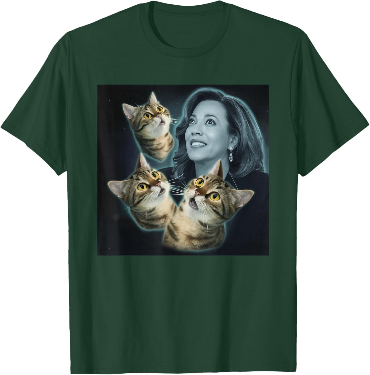 Three Cat Kamala Harris Funny Cats Lover Women T-Shirt - T-Shirt | Forest