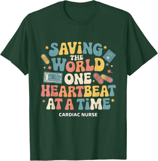 Cardiac Nurse Heart Cardiology Nursing Appreciation Week T-Shirt - T-Shirt | Forest