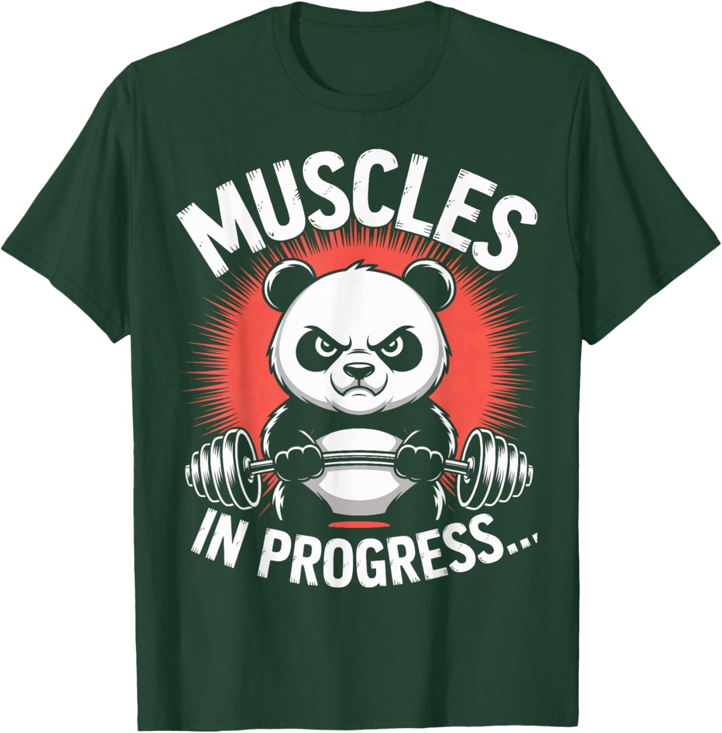 Muscles in Progress Workout Panda Barbell Gym Enthusiast T-Shirt - T-Shirt | Forest