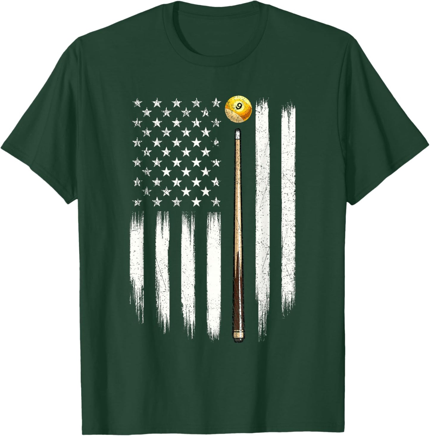 Billiard US Flag - 8 Ball Billiard Game Pool Player T-Shirt - T-Shirt | Forest