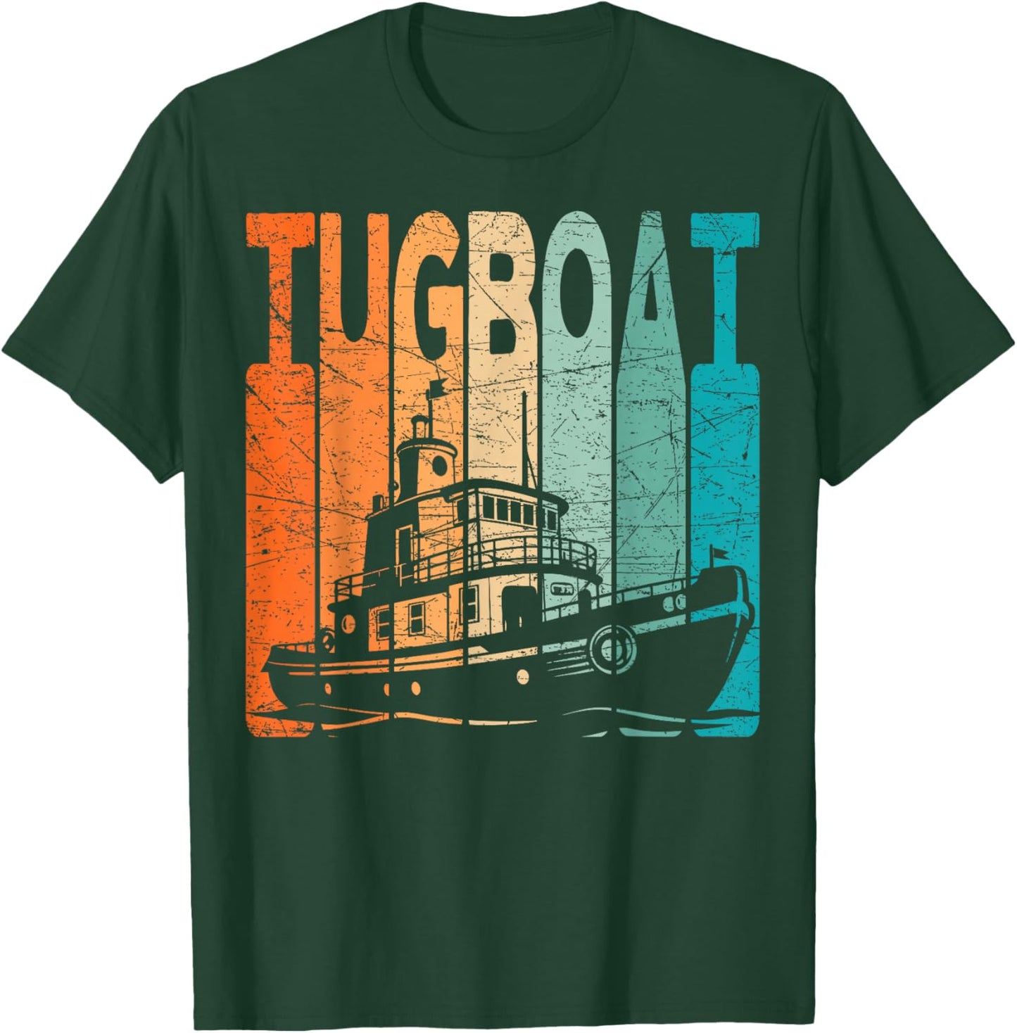 Tugboat Vintage Tugboat Captain Retro T-Shirt - T-Shirt | Forest